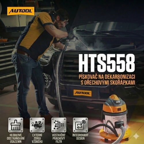 AUTOOL HTS558 Pískovací pistoli na čištění ventilů s ořechovým práškem