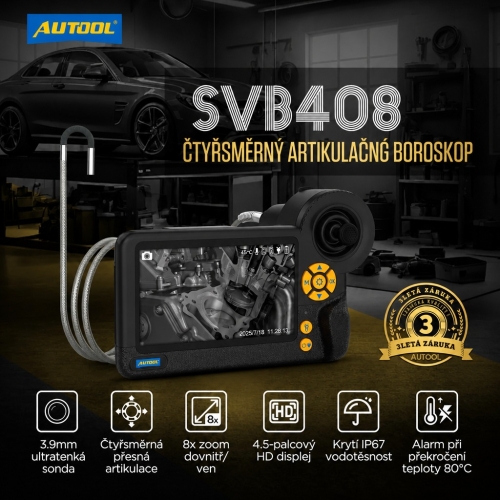 Inspekční kamera Diagnostický endoskop Autool SVB408 | HD displej | 4směrná 360°