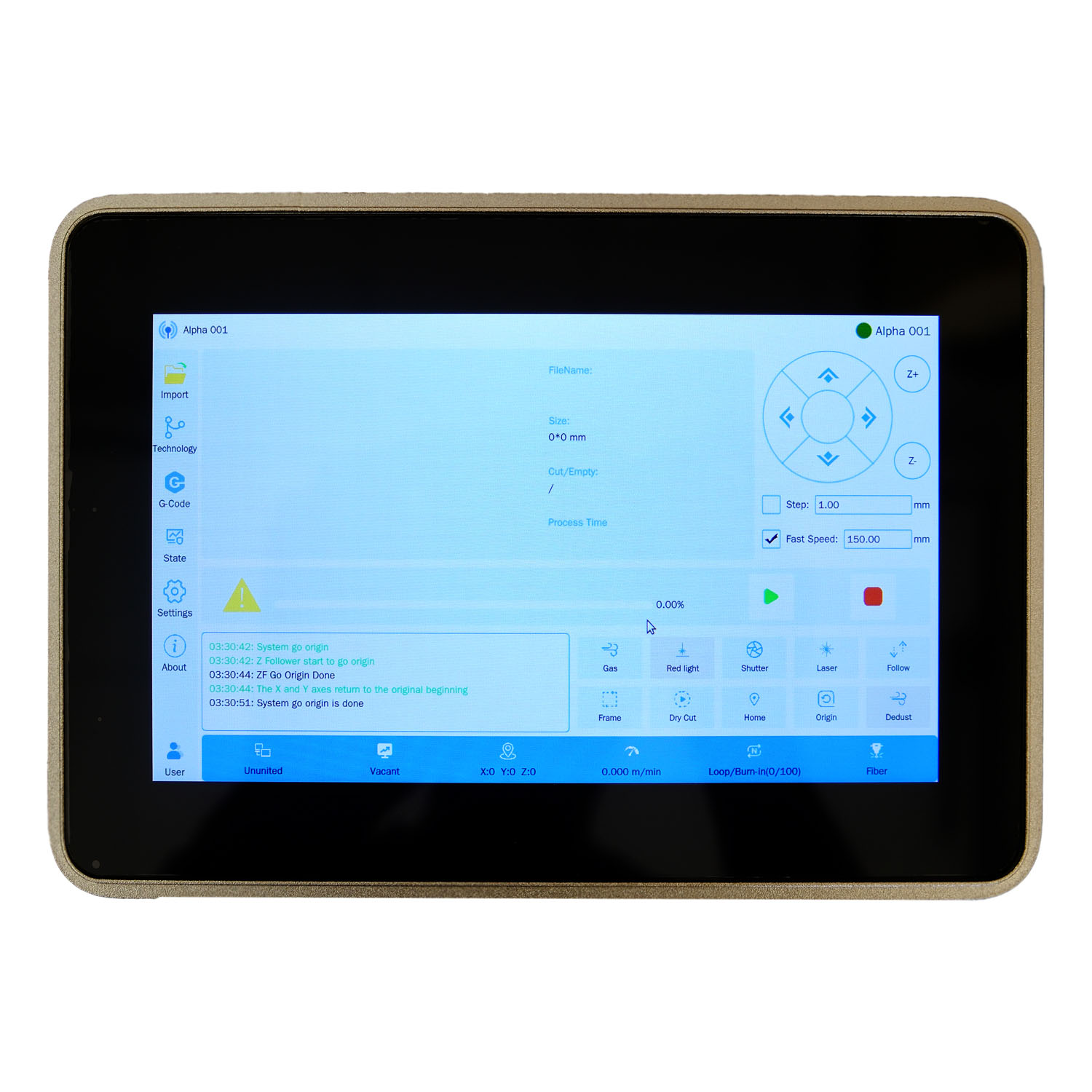 Dotykový panel laserového řezacího stroje NexCut FIBER ZX-3030FL