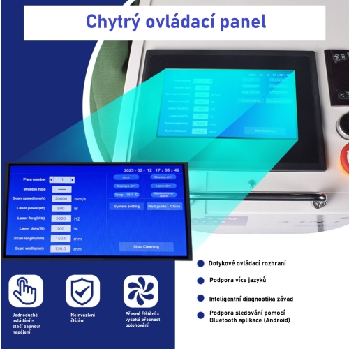 ČISTIČ VLÁKNINOVÝ LASER 1500W M2 + PŘÍSLUŠENSTVÍ