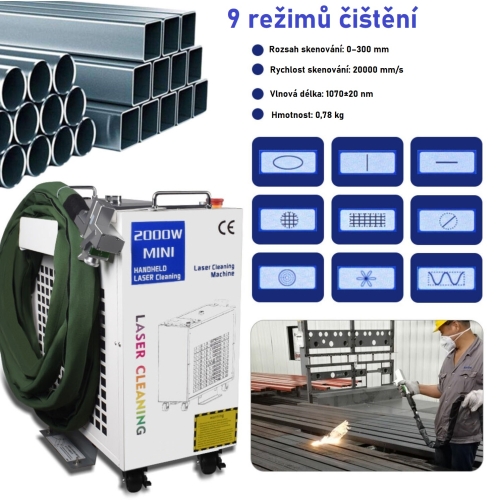 ČISTIČ VLÁKNINOVÝ LASER 1500W M2 + PŘÍSLUŠENSTVÍ