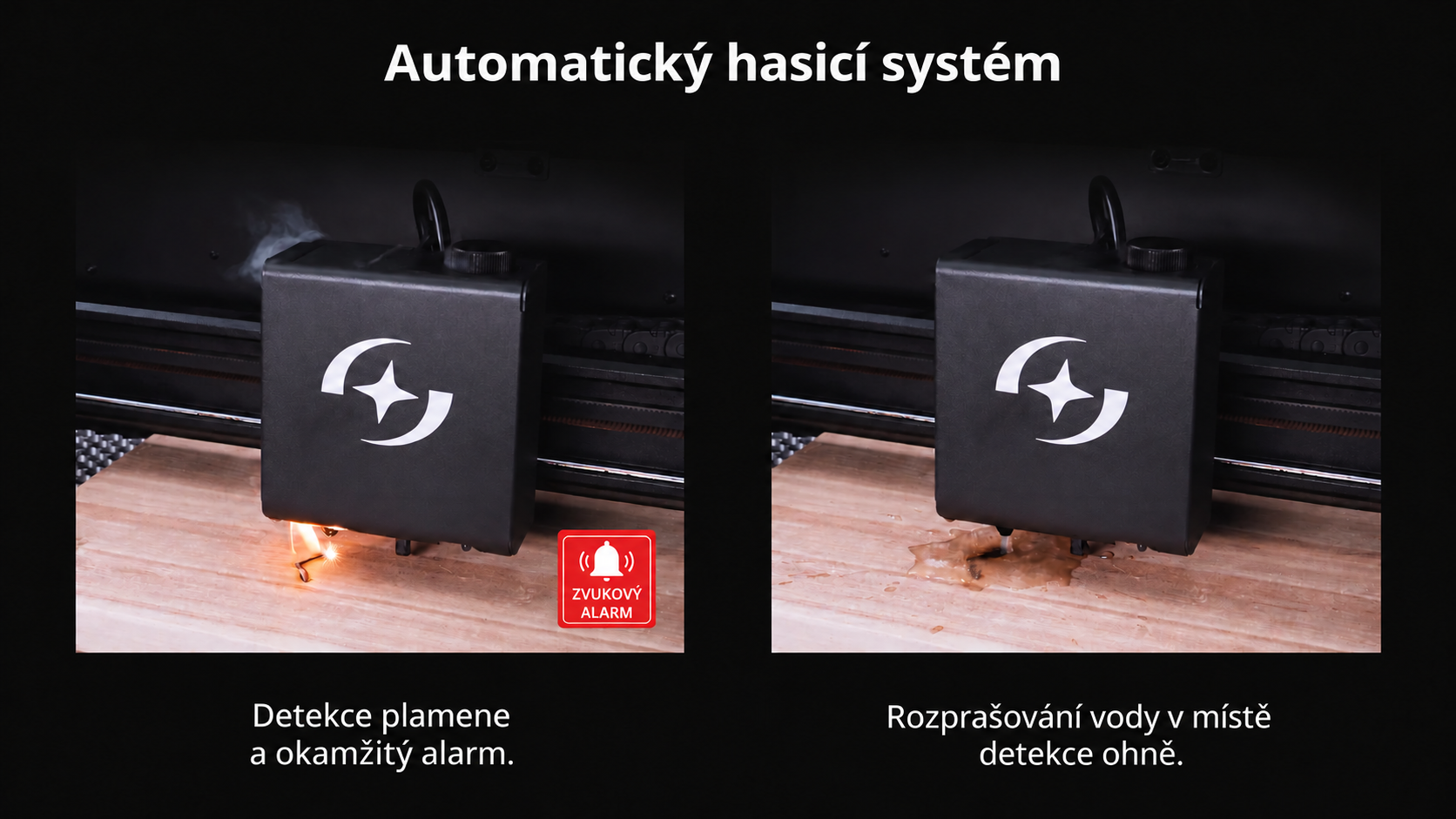 Detekce plamene a automatické hašení