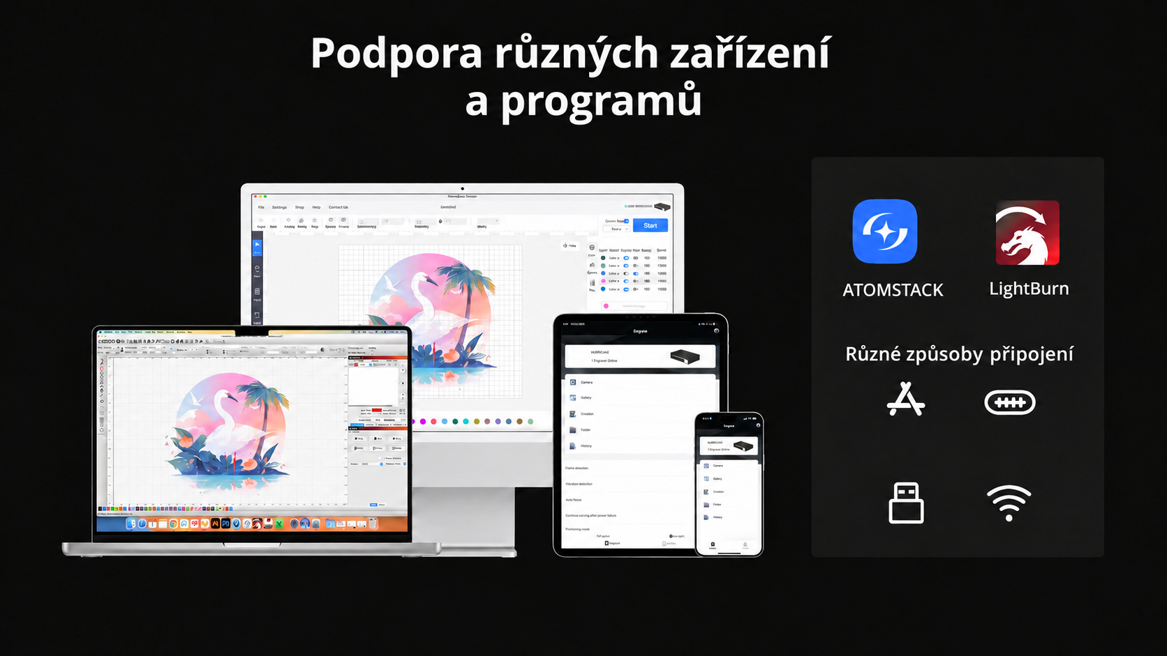 AtomStack Studio, LightBurn a Wi-Fi