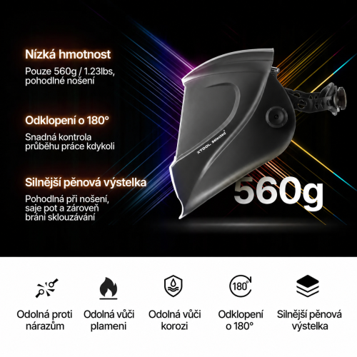 Kukla o hmotnosti 560 g s odklápěním o 180° a silnou výstelkou Kukla o hmotnosti 560 g s odklápěním o 180° a silnou výstelkou