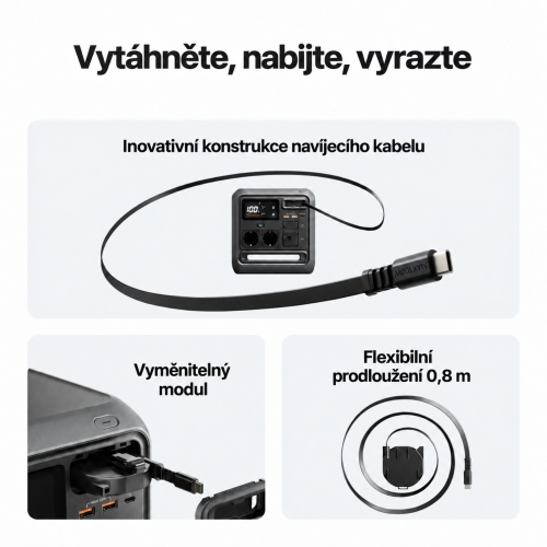 Výsuvný kabel 100 W v DJI Power 1000 Mini Výsuvný kabel 100 W v DJI Power 1000 Mini