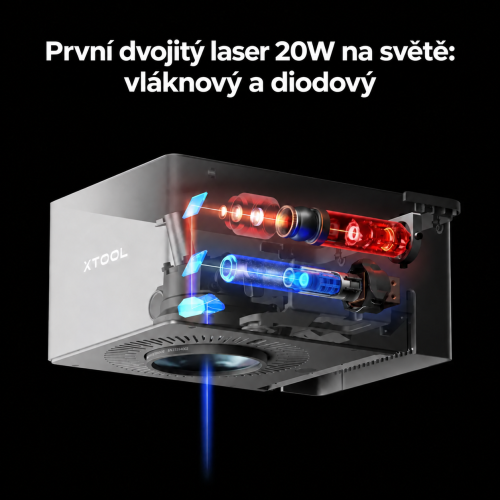 xTool F1 Ultra — dvoulaserová gravírka FIBER 20 W a diodový laser 20 W xTool F1 Ultra — dvoulaserová gravírka FIBER 20 W a diodový laser 20 W