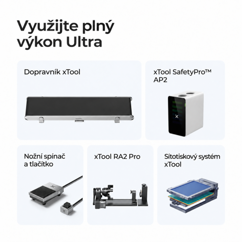 xTool F1 Ultra — dvoulaserová gravírka FIBER 20 W a diodový laser 20 W xTool F1 Ultra — dvoulaserová gravírka FIBER 20 W a diodový laser 20 W