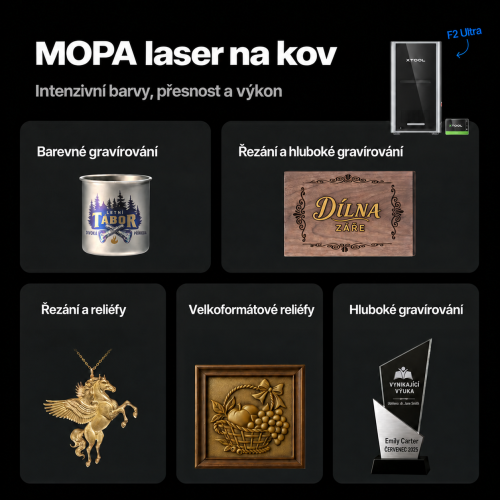 xTool F2 Ultra MOPA + UV — sada dvou laserových gravírek xTool F2 Ultra MOPA + UV — sada dvou laserových gravírek