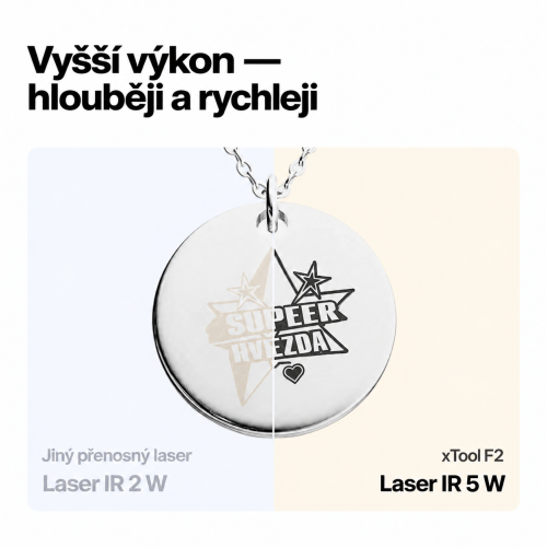xTool F2 — přenosná dvoulaserová gravírka IR 5 W + diodový laser 15 W xTool F2 — přenosná dvoulaserová gravírka IR 5 W + diodový laser 15 W