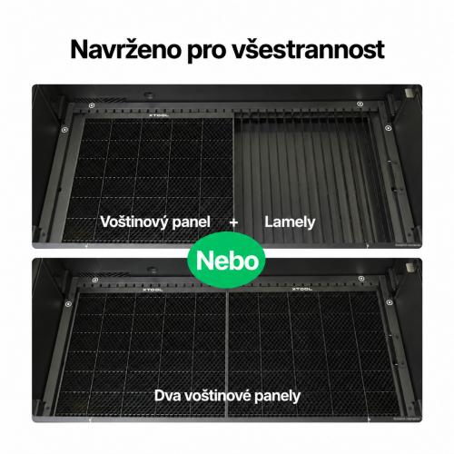Jeden voštinový panel s lamelovými podpěrami nebo dva panely P3 — druhý panel se kupuje samostatně Jeden voštinový panel s lamelovými podpěrami nebo dva panely P3 — druhý panel se kupuje samostatně
