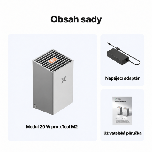 Obsah sady laserového modulu 20 W pro xTool M2 Obsah sady laserového modulu 20 W pro xTool M2