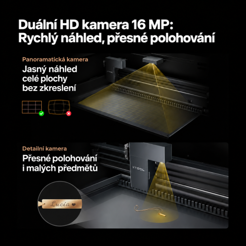 Systém dvou HD kamer 16 MP v xTool P2S