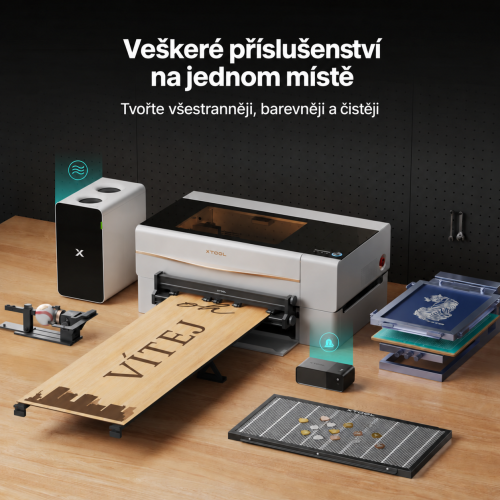 xTool P2S s kompletní sadou příslušenství