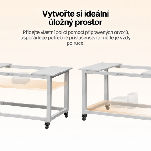 Volitelné vlastní police v mobilním stojanu xTool pro P3 Volitelné vlastní police v mobilním stojanu xTool pro P3