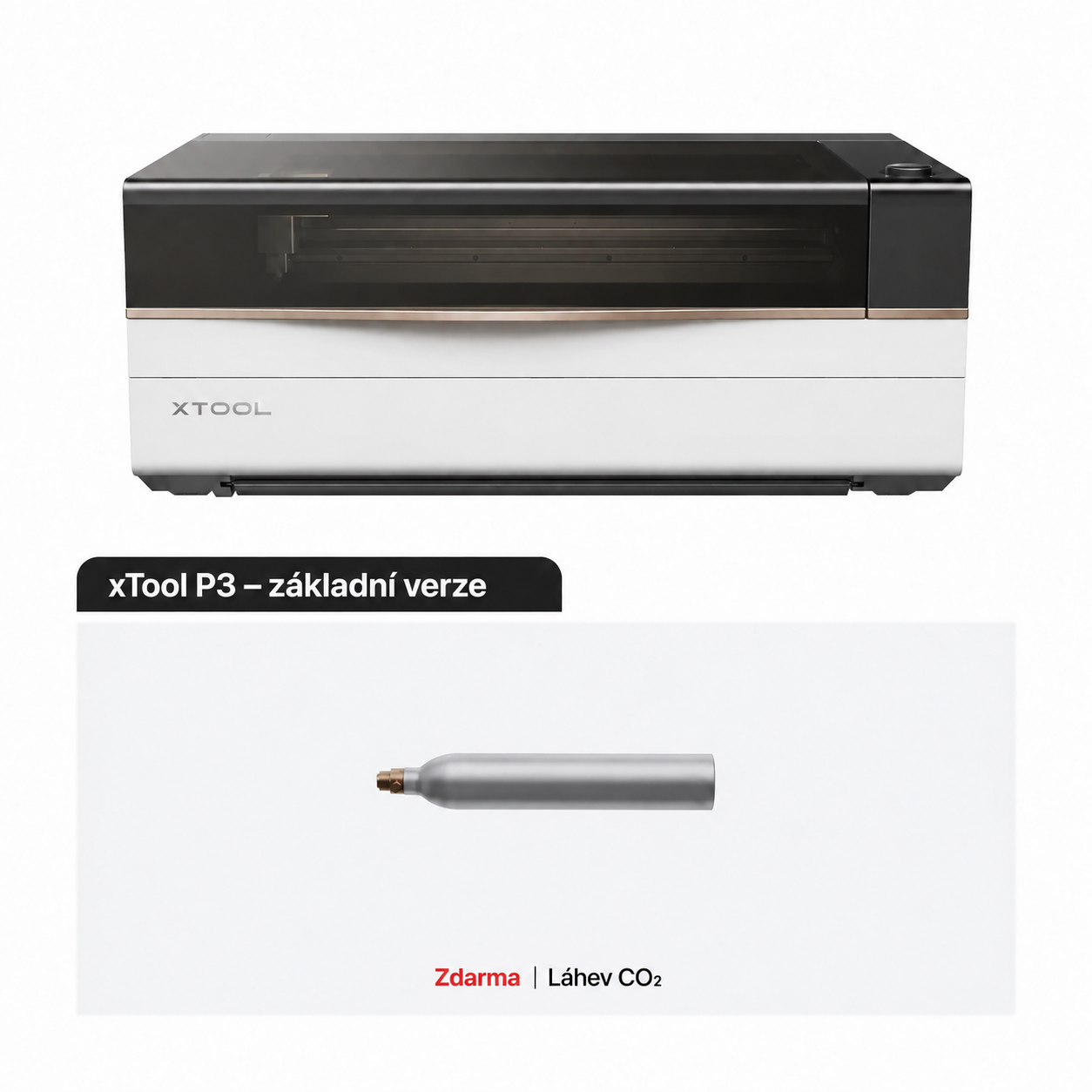 xTool P3 v základní verzi s lahví CO₂