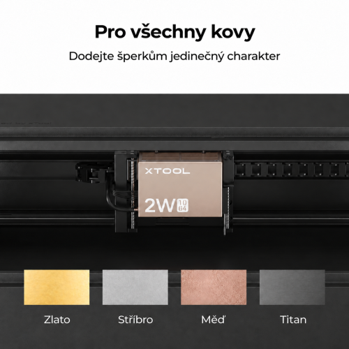 Modul IR xTool S1 a příklady značení kovů