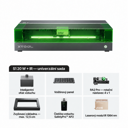 xTool S1 + modul IR 1064 nm — uzavřená diodová laserová řezačka a gravírka xTool S1 + modul IR 1064 nm — uzavřená diodová laserová řezačka a gravírka