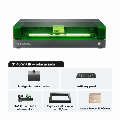xTool S1 + modul IR 1064 nm — uzavřená diodová laserová řezačka a gravírka xTool S1 + modul IR 1064 nm — uzavřená diodová laserová řezačka a gravírka