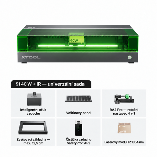 xTool S1 + modul IR 1064 nm — uzavřená diodová laserová řezačka a gravírka xTool S1 + modul IR 1064 nm — uzavřená diodová laserová řezačka a gravírka