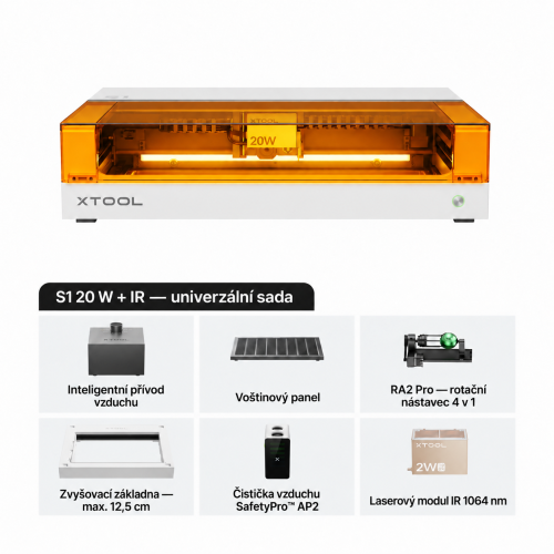 xTool S1 + modul IR 1064 nm — uzavřená diodová laserová řezačka a gravírka xTool S1 + modul IR 1064 nm — uzavřená diodová laserová řezačka a gravírka