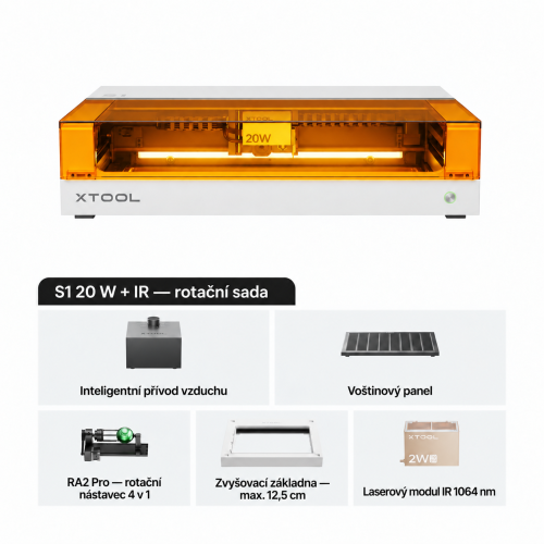 xTool S1 + modul IR 1064 nm — uzavřená diodová laserová řezačka a gravírka xTool S1 + modul IR 1064 nm — uzavřená diodová laserová řezačka a gravírka