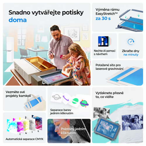 Sítotiskový systém xTool s laserovou přípravou šablon