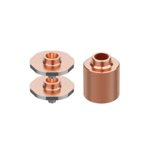 Dvě dvouvrstvé trysky xTool MetalFab 1,0 a 1,2 mm a prodlužovací pouzdro 20 mm — sada P0102000107