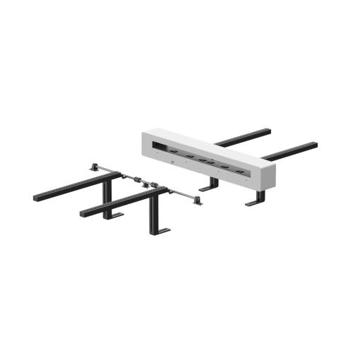Inteligentní automatický podavač xTool P3 Standard 150 cm na bílém pozadí — zařízení a vodicí lišty sady Inteligentní automatický podavač xTool P3 Standard 150 cm na bílém pozadí — zařízení a vodicí lišty sady